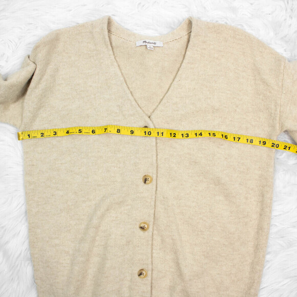 Madewell Beige Tan Merino Wool Long Sleeve Button Down Cardigan Sweater Size XS - Picture 5 of 8
